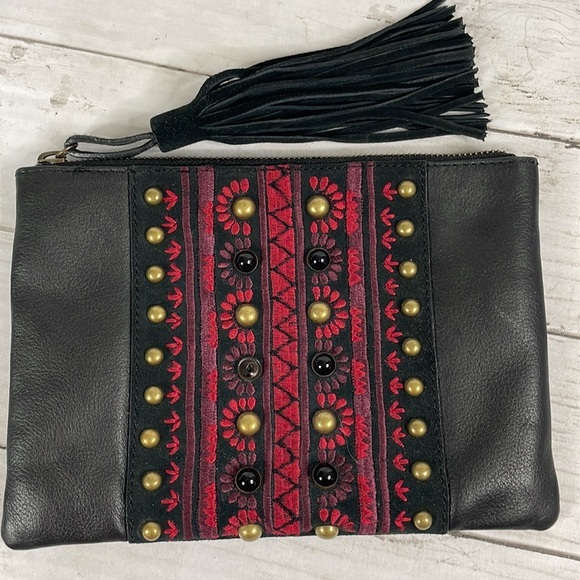 Lucky Brand Tasseled Leather Beaded/Embroidered with Suede Tassel - Picture 3 of 6